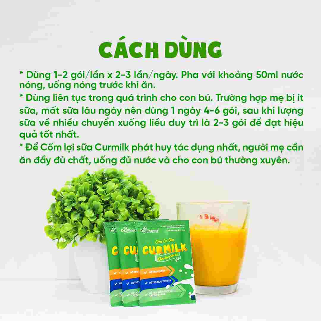 Cách dùng cốm lợi sữa Curmilk 20 gói