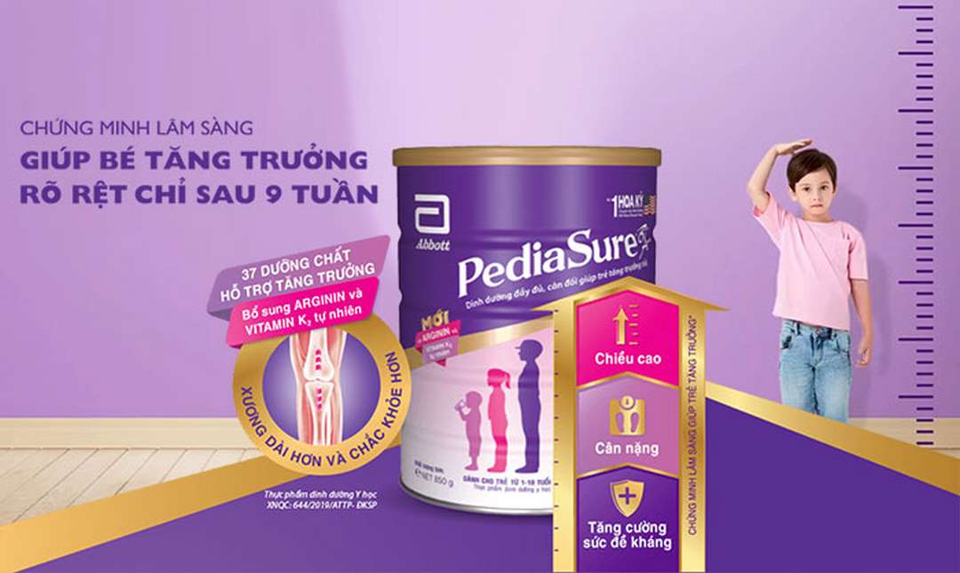 Sữa Pediasure BA giúp bé trai tăng cân sau 9 tuần