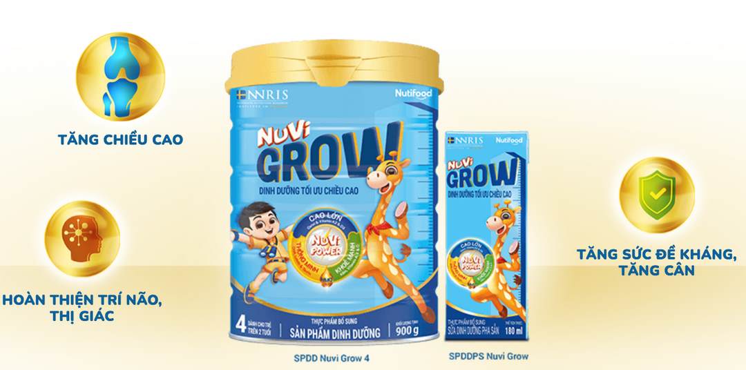 Sữa Nuvi Grow giúp bé cao hơn khỏe hơn